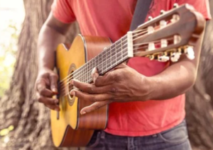 playing guitar